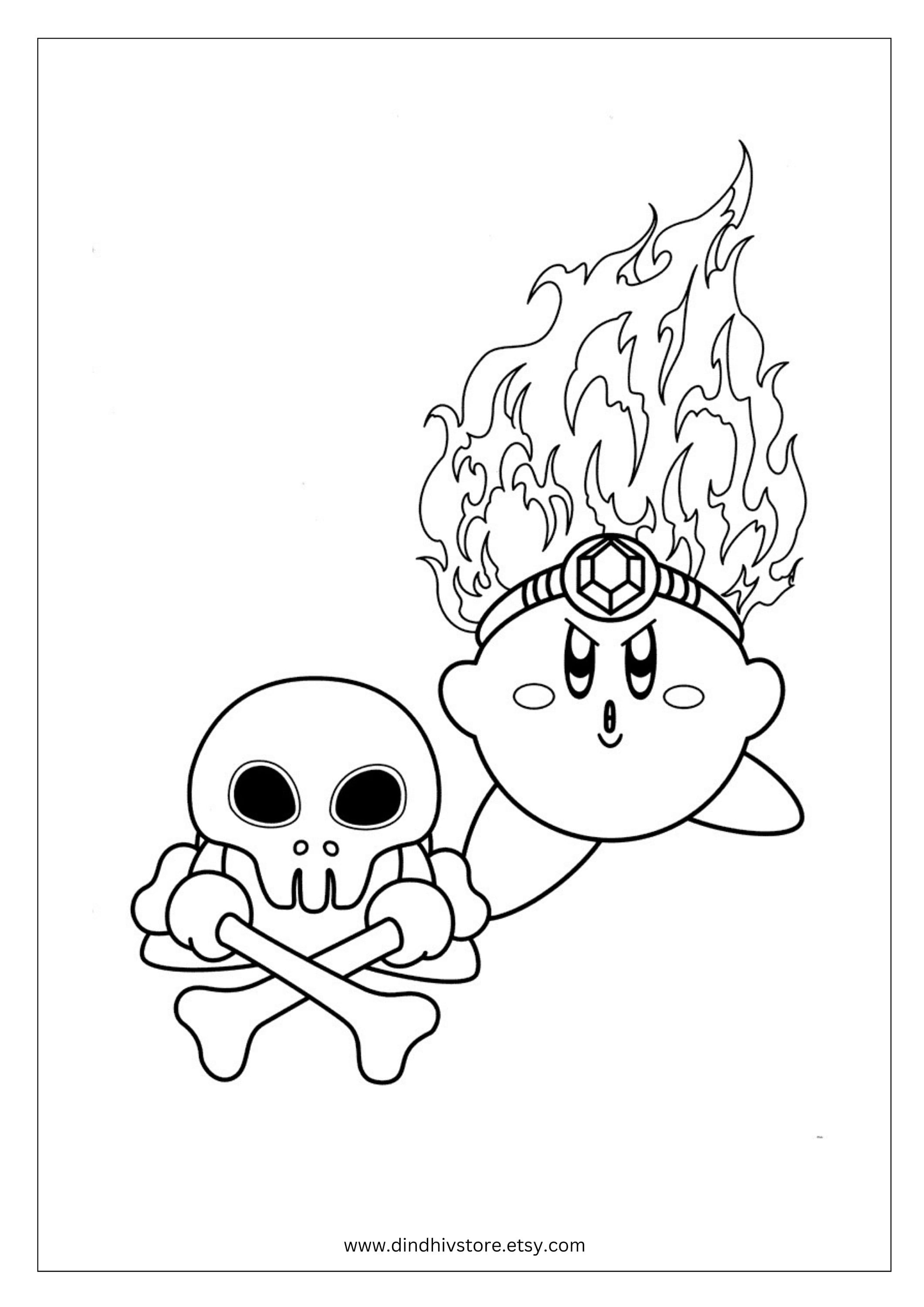 Color your favorite kirby characters with unique coloring pages digital delivery