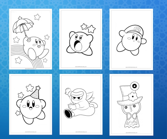 Color your favorite kirby characters with unique coloring pages digital delivery