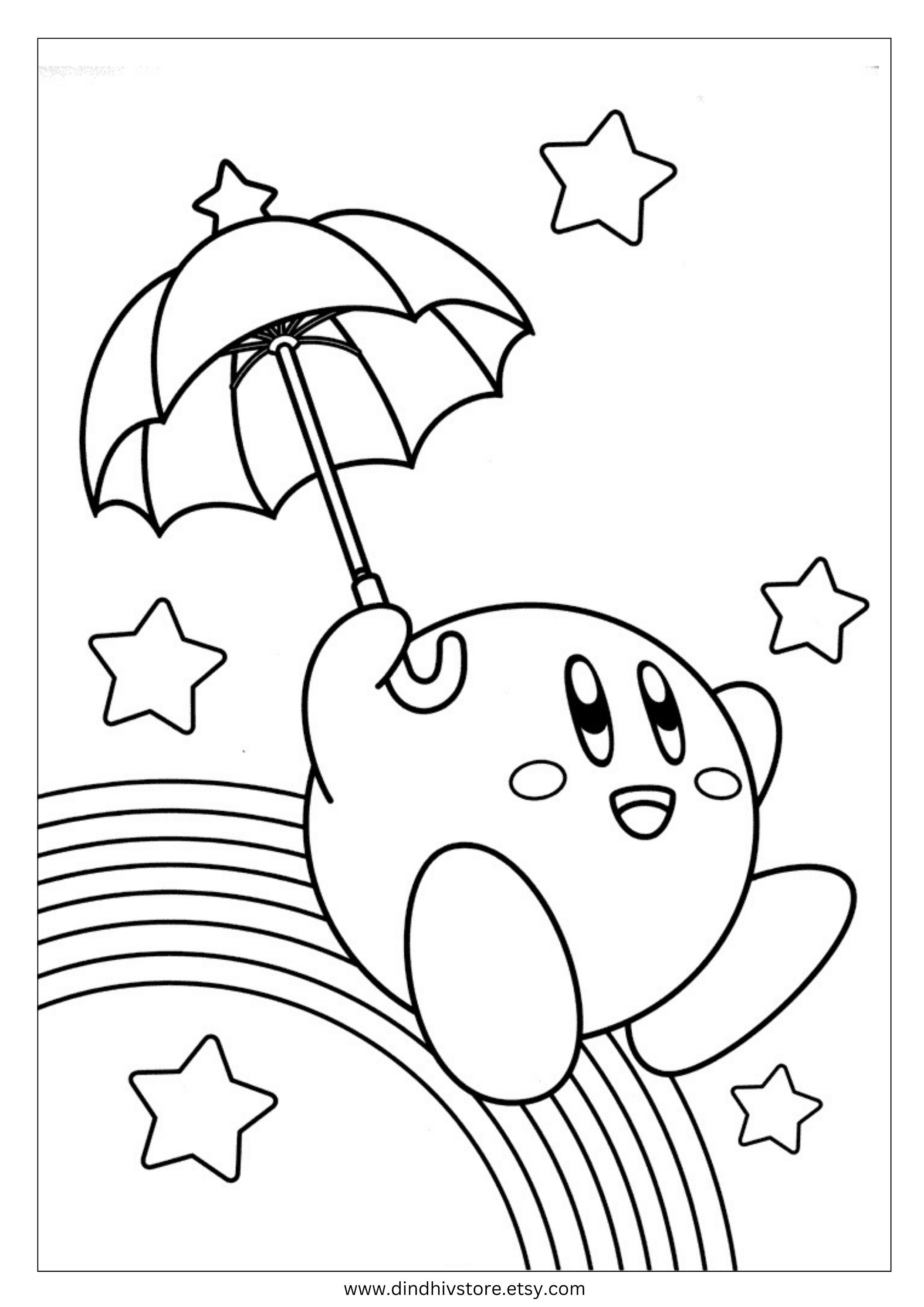 Color your favorite kirby characters with unique coloring pages digital delivery