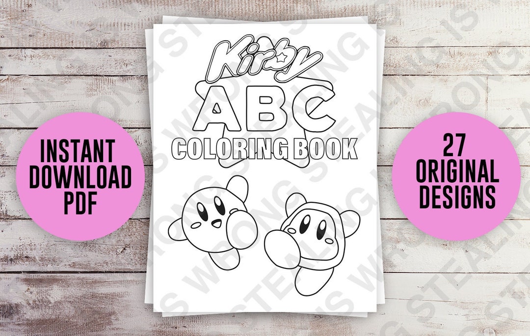 Kirby abc coloring book instant download pdf
