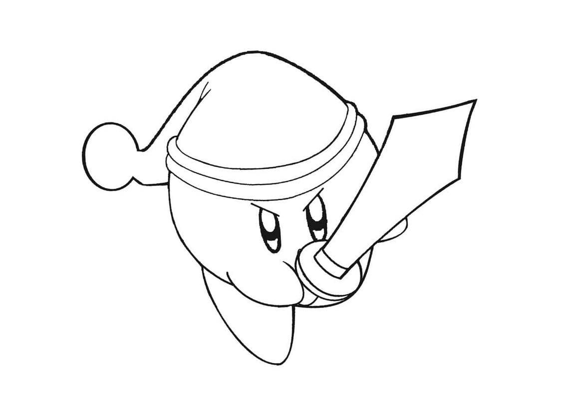 Kirby sword coloring page