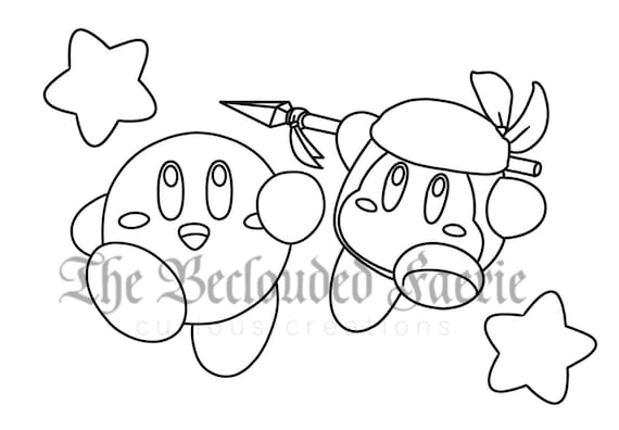 Kirby and waddle dee coloring page