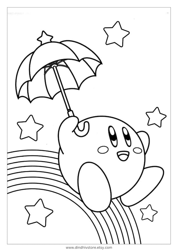 Color your favorite kirby characters with unique coloring pages digital delivery instant download