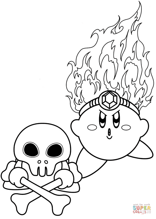 Fire kirby coloring page free printable coloring pages