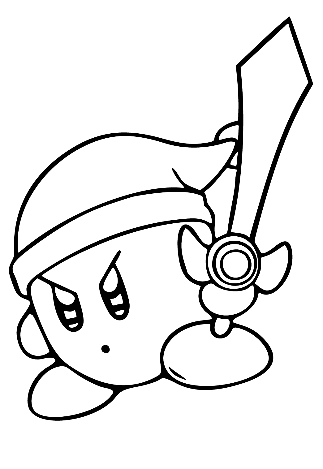 Free printable kirby sword coloring page for adults and kids