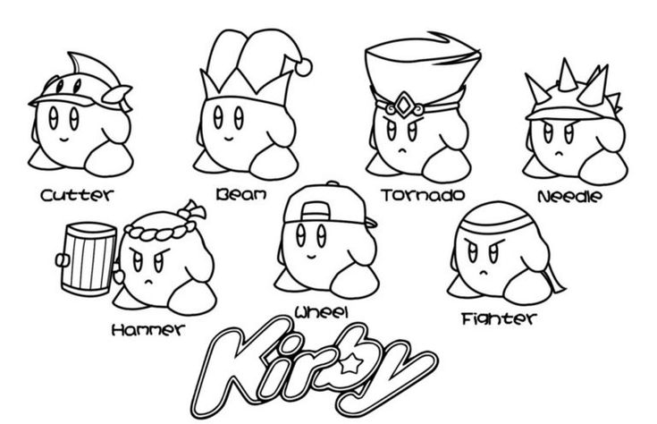 Kirby characters coloring pages