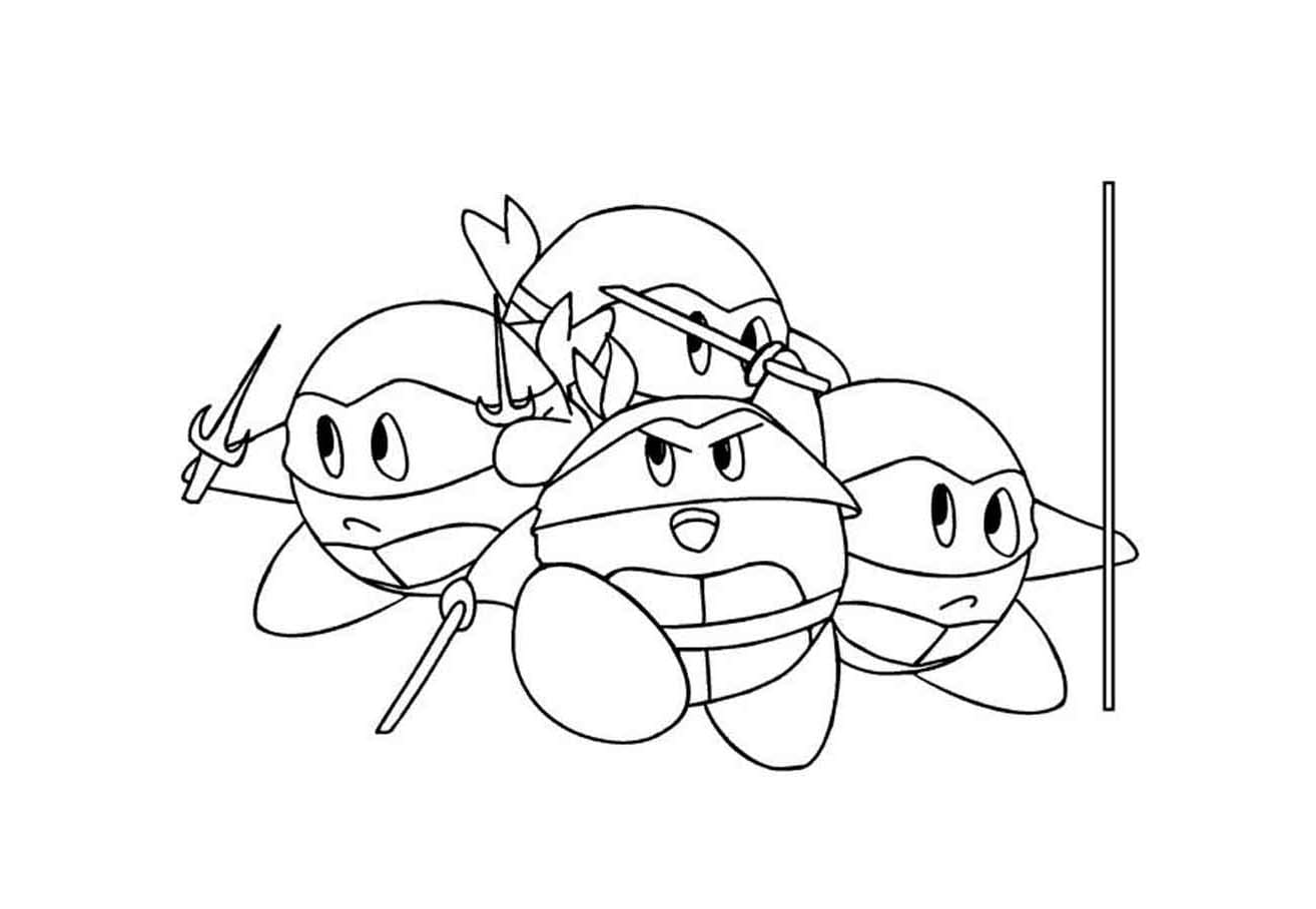 Kirby team coloring page