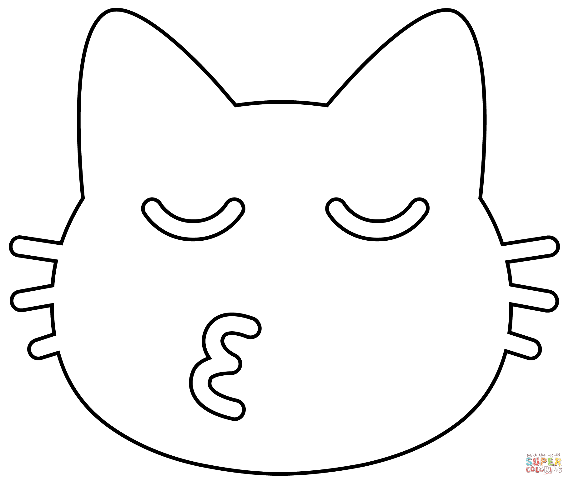 Kissing cat emoji coloring page free printable coloring pages