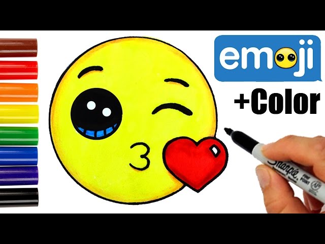 How to draw color kissing eoji step by step