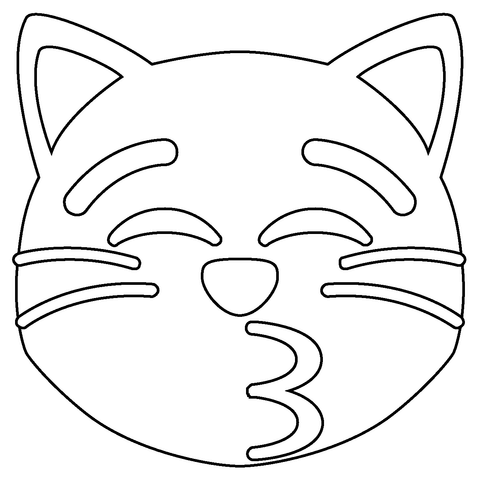 Kissing cat emoji coloring page free printable coloring pages