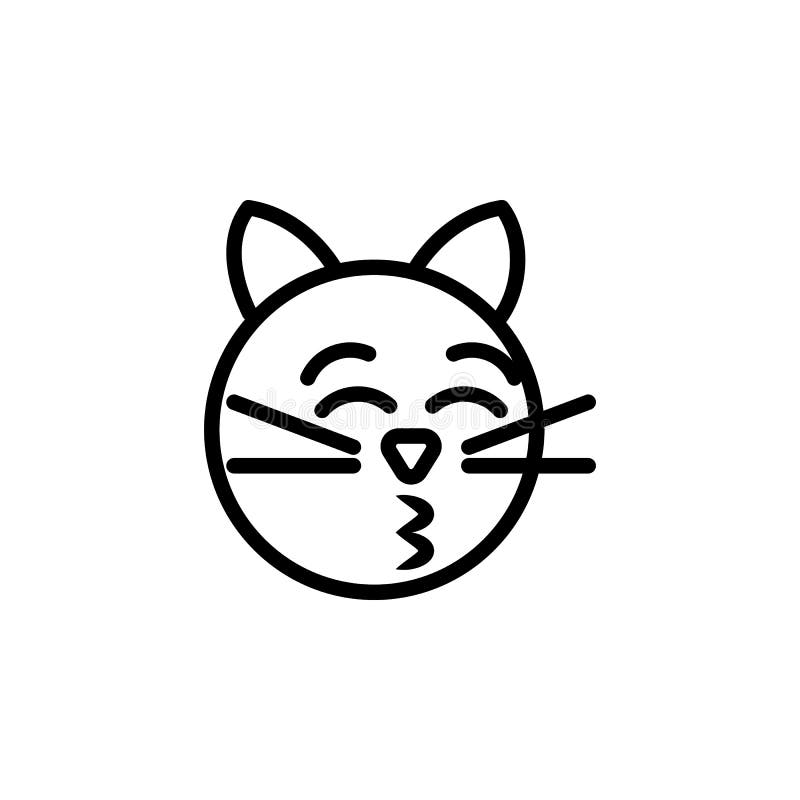 Cat kiss emoji outline icon signs and symbols can be used for web logo mobile app ui ux stock illustration