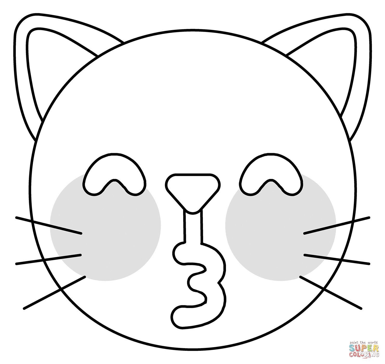 Kissing cat emoji coloring page free printable coloring pages