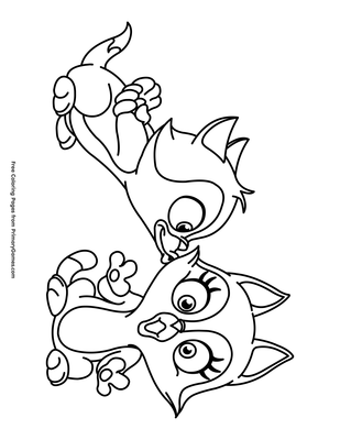 Kissing cat coloring page â free printable pdf from