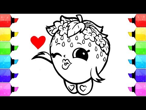 Shopkins strawberry kiss coloring pages how to draw and color shopkins lippy lips coloring book