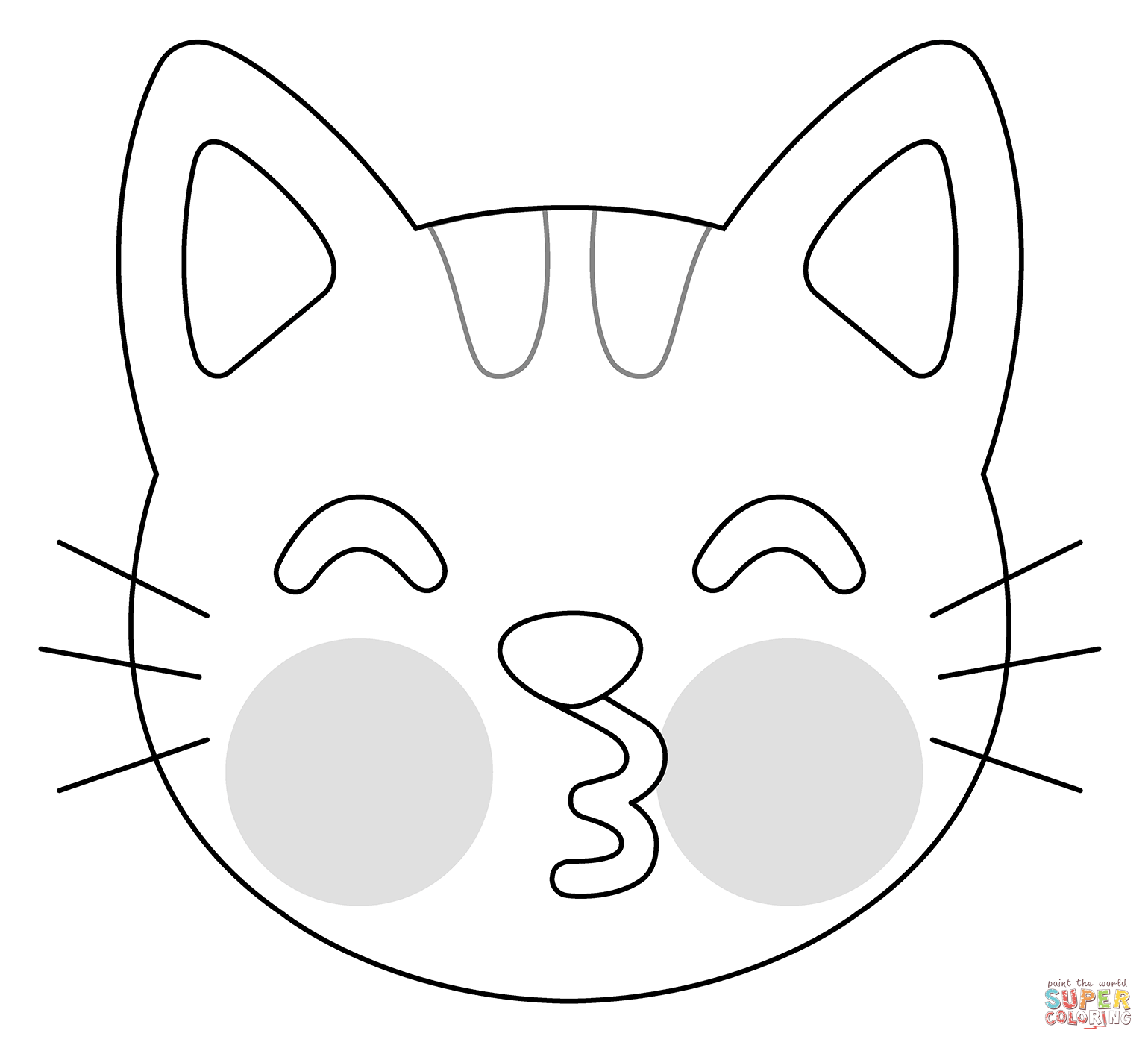 Kissing cat emoji coloring page free printable coloring pages