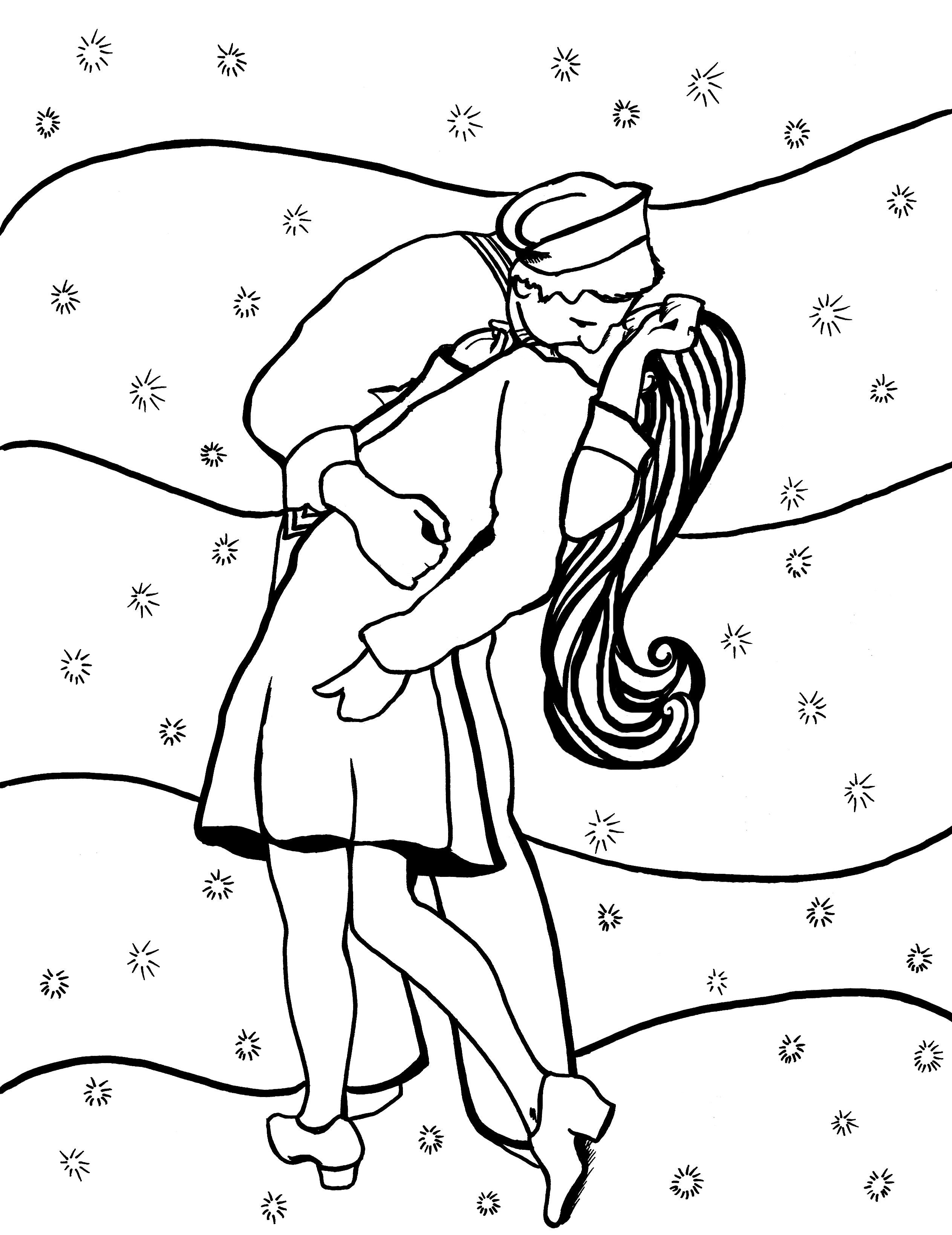 Famous kiss in new york city coloring page â you