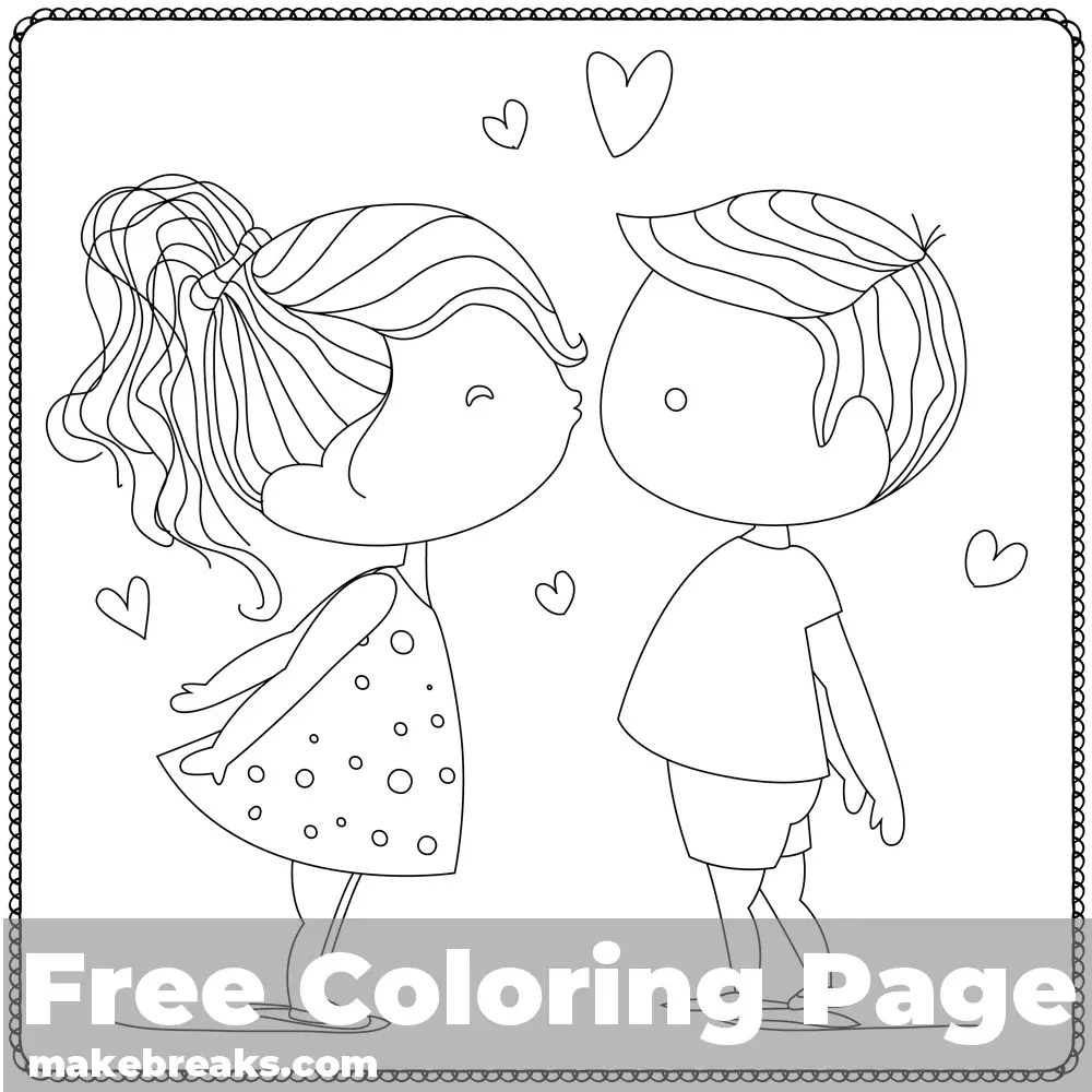 Give me a kiss coloring page