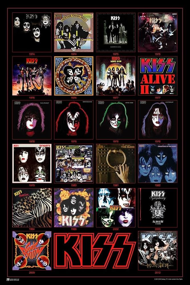 Kiss poster album covers records vinyl destroyer kiss band merchandise kiss collectibles kiss memorabilia heavy metal music merch s retro vintage makeup cool wall decor art print poster x home