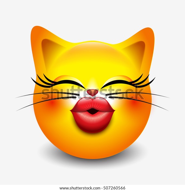 Cute kissing cat emoticon emoji smiley stock vector royalty free