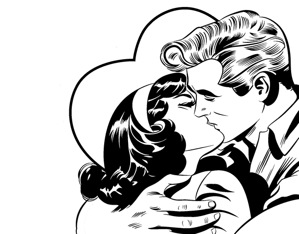 Couple kissing coloring page