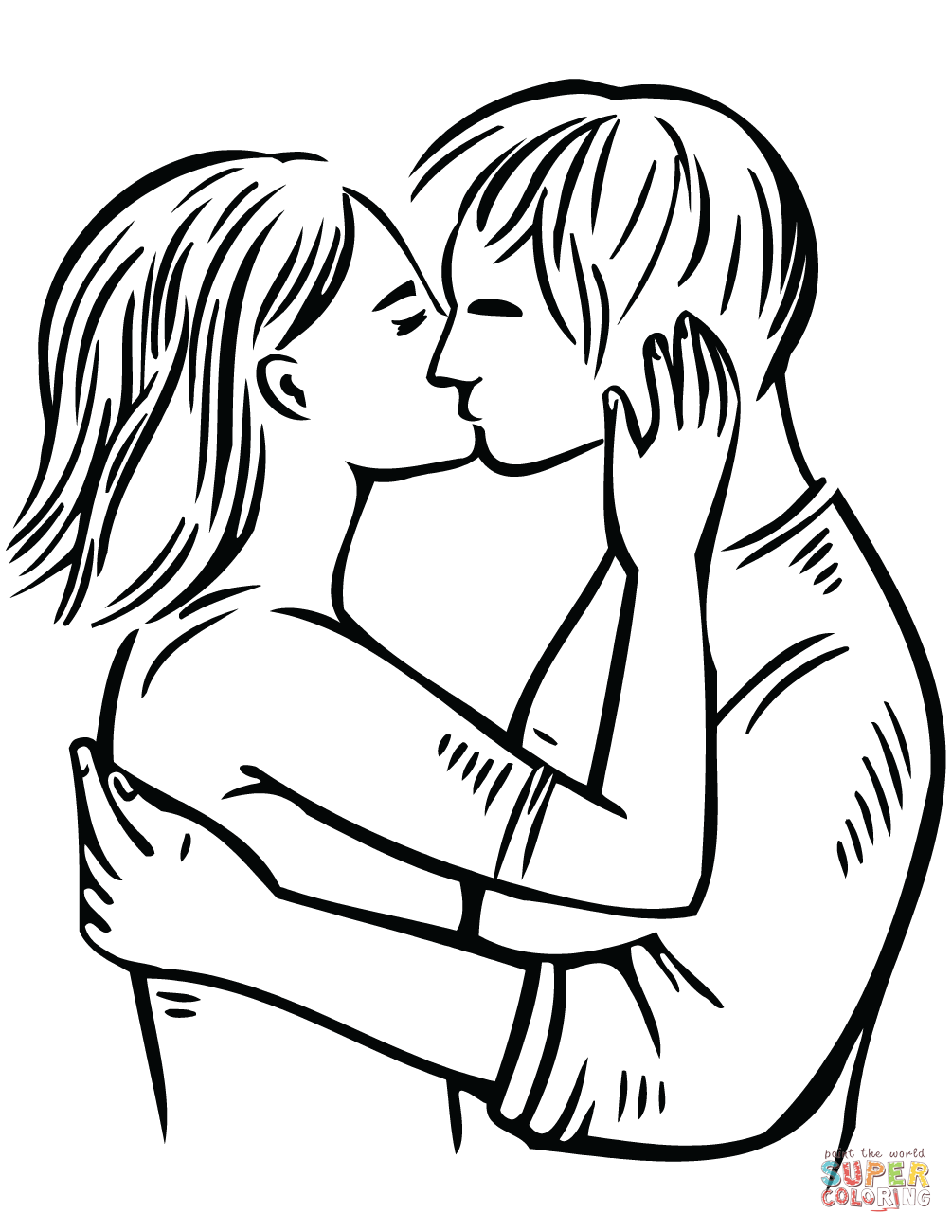 Couple kissing coloring page free printable coloring pages