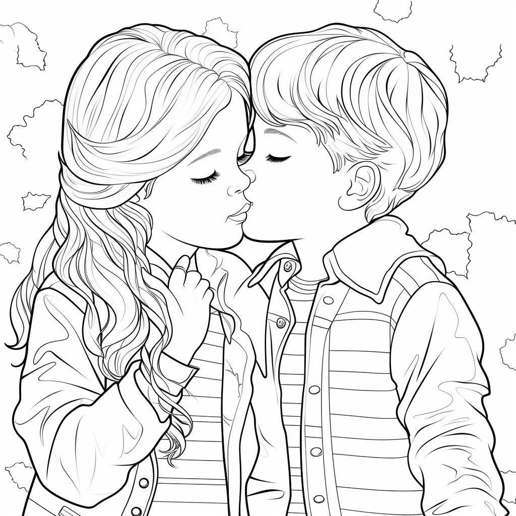 Kissing coloring pages