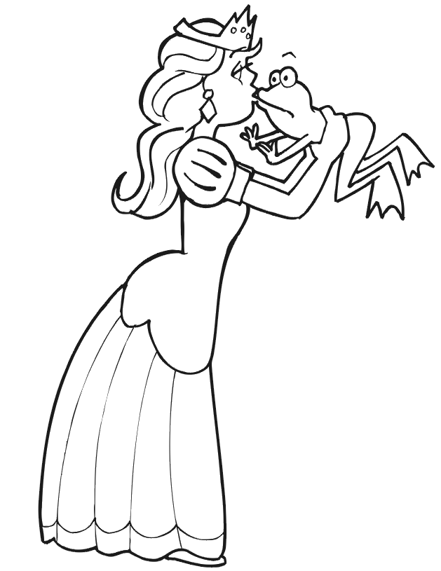 Princess coloring page princess kissing frog