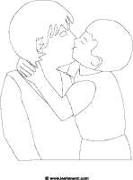 Mothers day coloring boy kissing mom