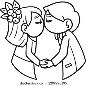 Wedding kissing couple isolated coloring page stock vector royalty free