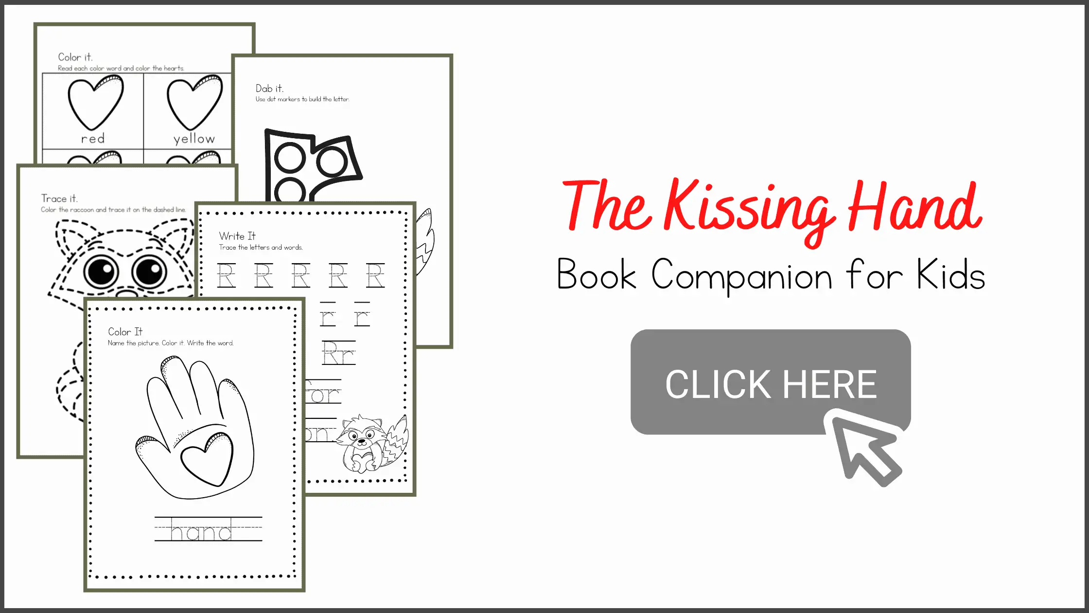 Free printable the kissing hand activities for kids