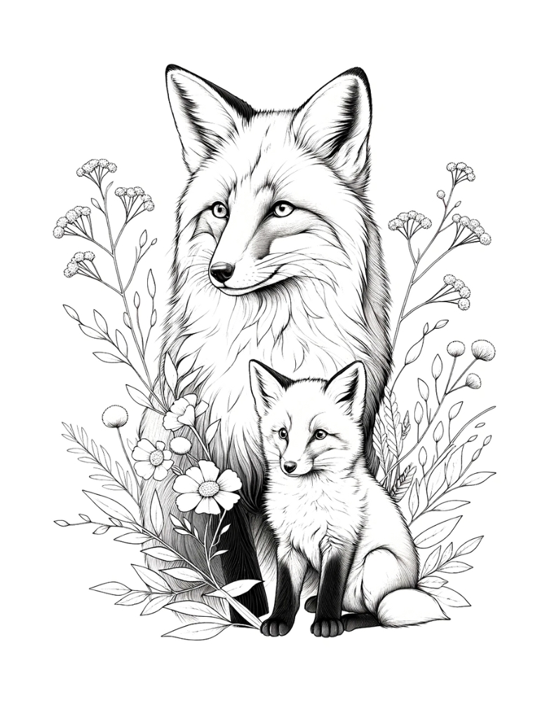 Free fox coloring pages for kids