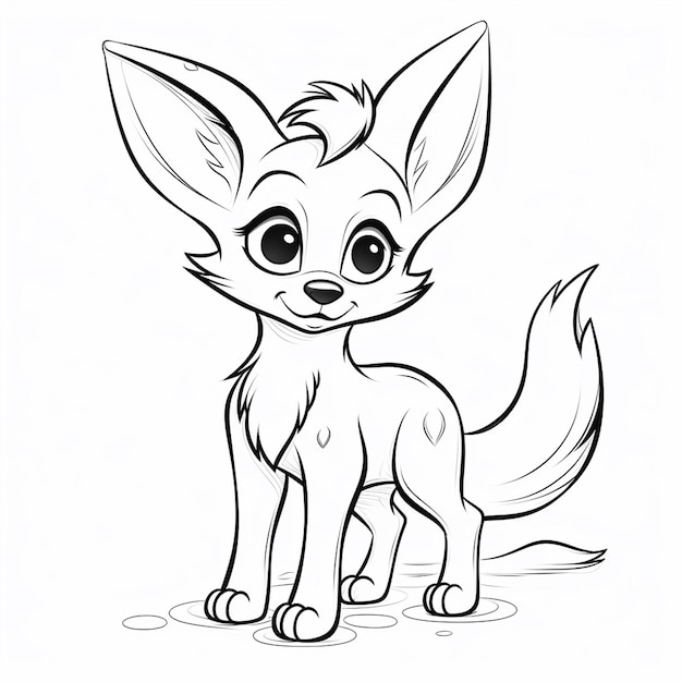 Premium ai image kit fox illustrations hand drawn cute coloring book kawaii line art