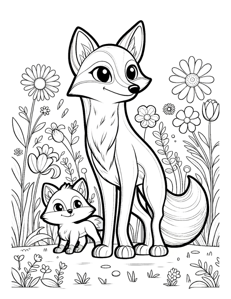 Free fox coloring pages for kids