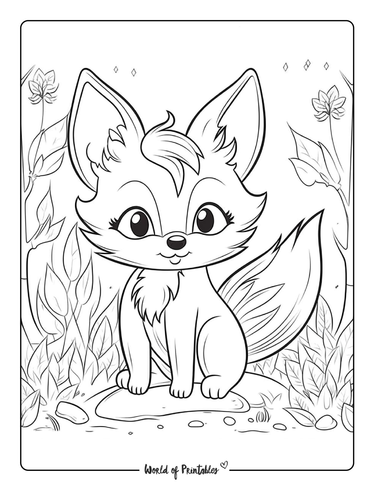 Fox coloring pages for kids adults