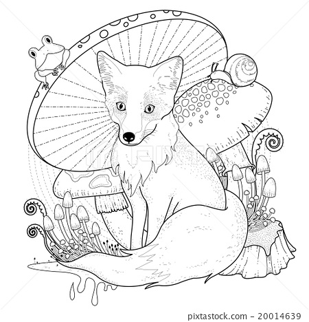 Art coloring page fox