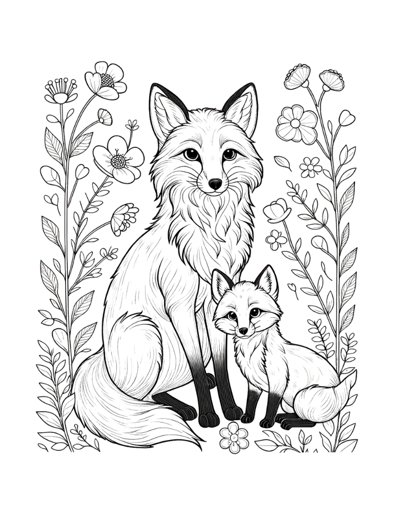 Free fox coloring pages for kids