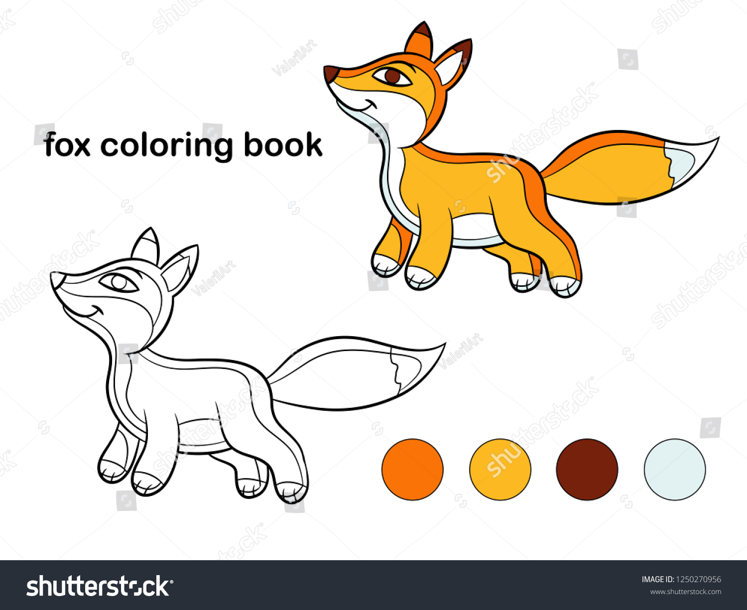 Coloring book children fox stock vector royalty free