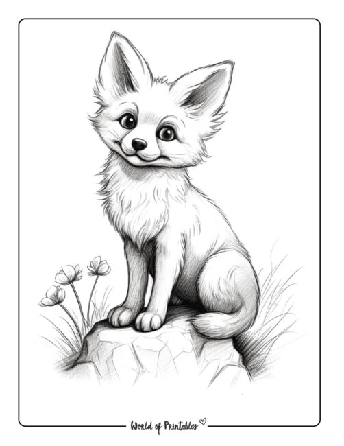 Fox coloring pages for kids adults