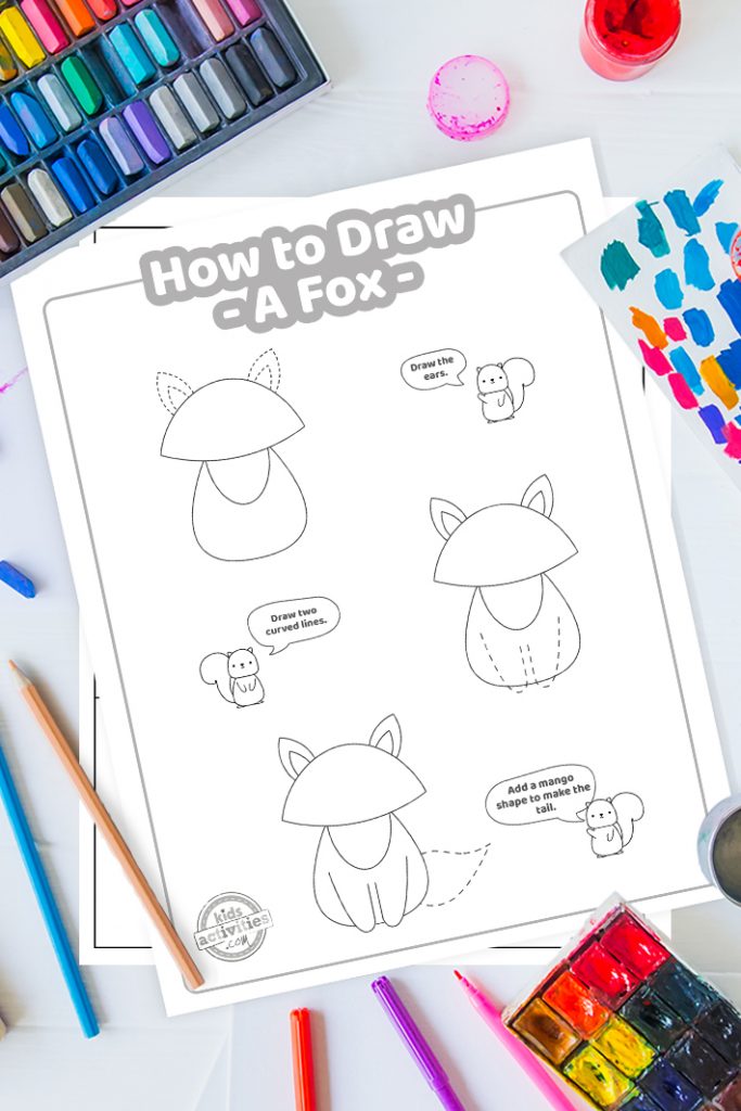 How to draw a fox easy printable lesson for kids