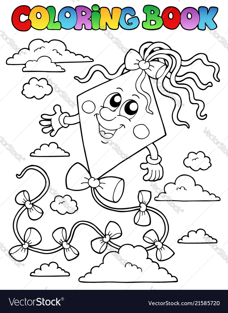 Coloring book with kite royalty free vector image