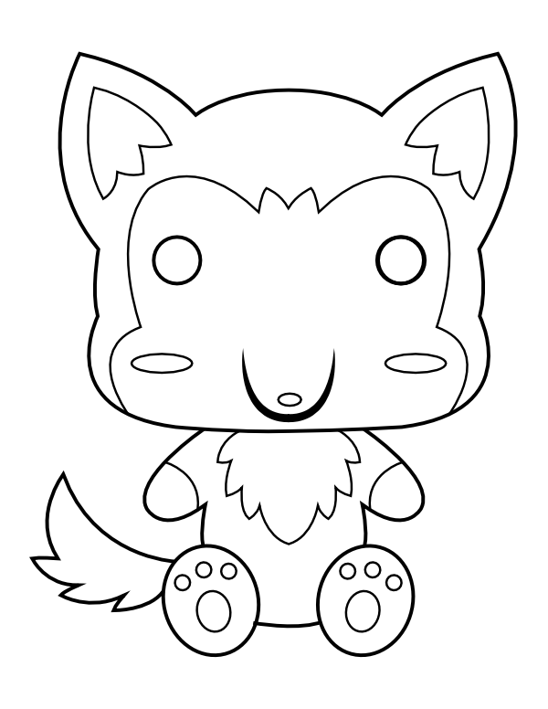 Printable kawaii fox coloring page