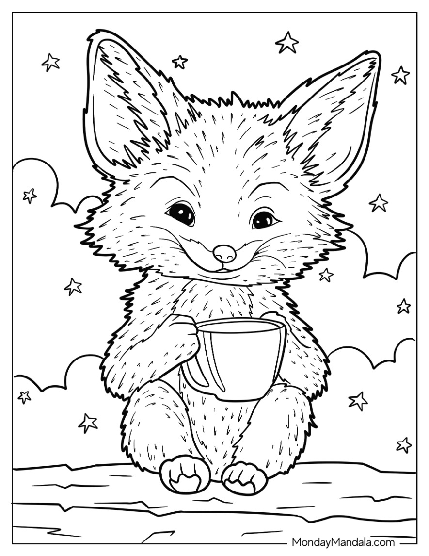 Fox coloring pages free pdf printables