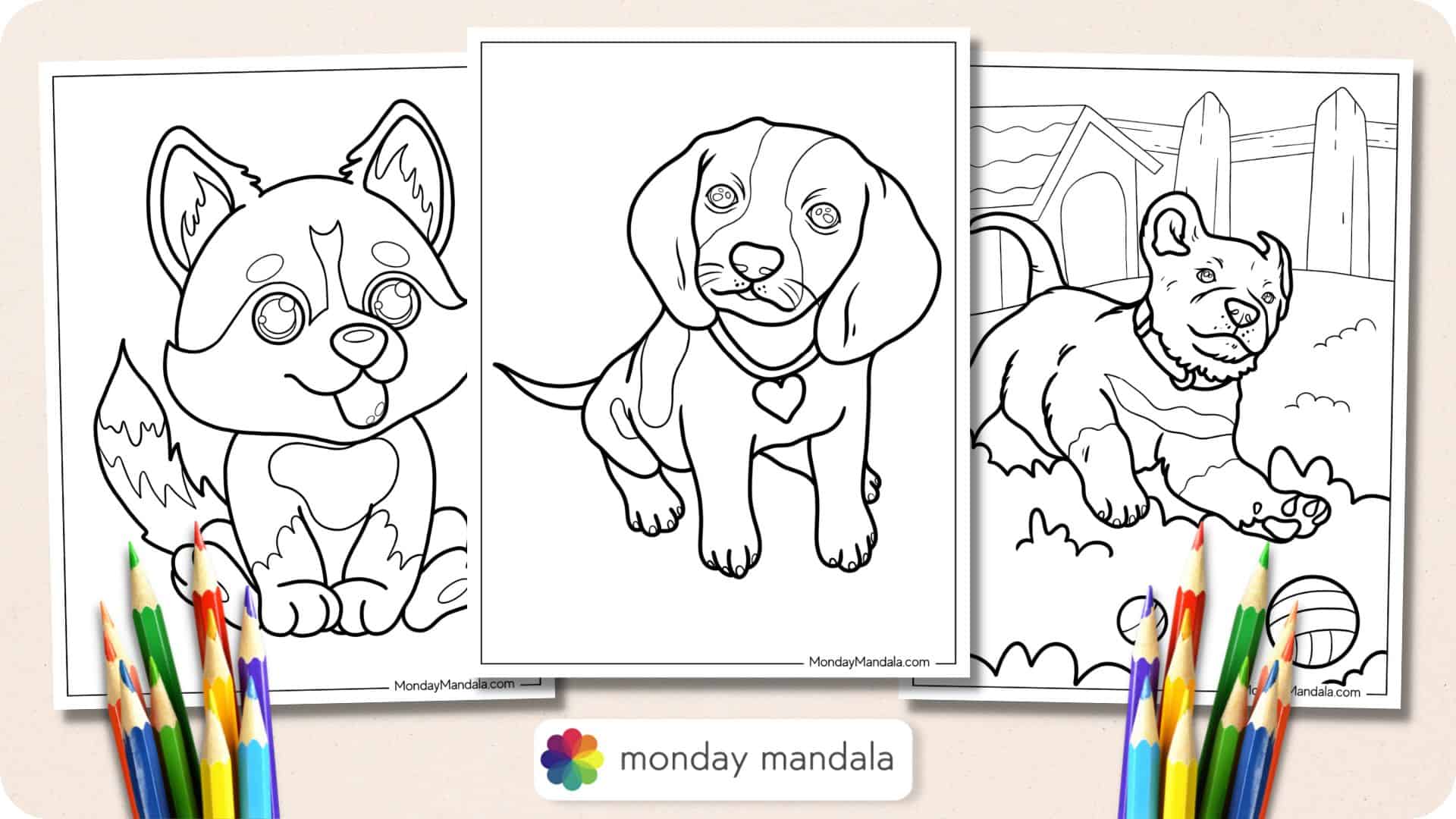 Puppy coloring pages free pdf printables