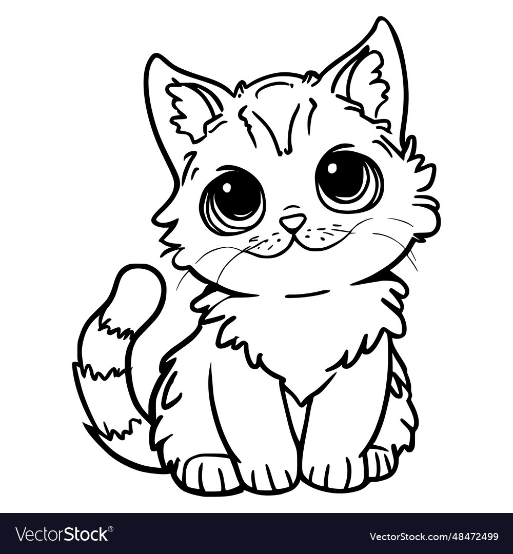 Cute kitten coloring pages for kids and toddlers vector image