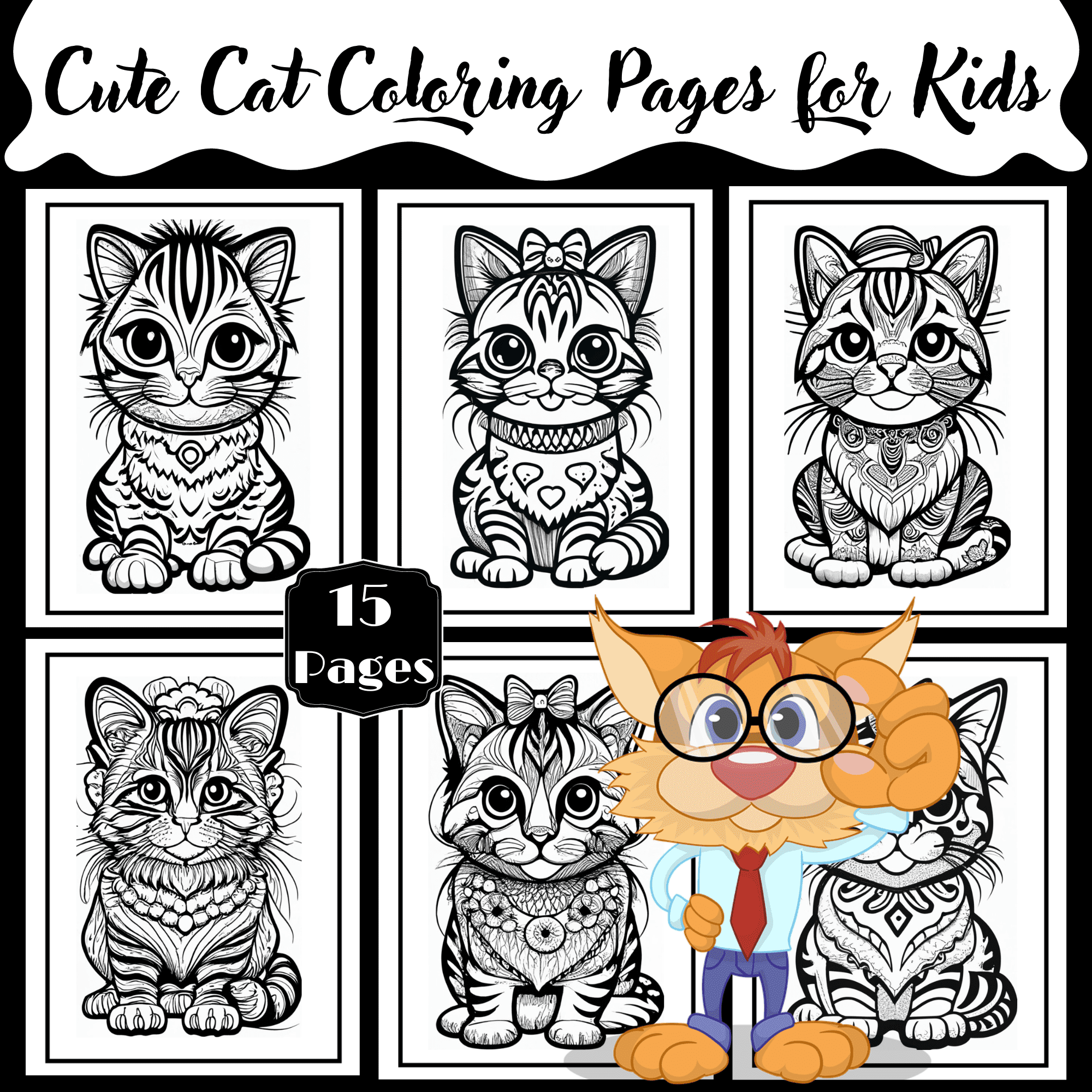 Cute cat coloring pages for kids made by teachers