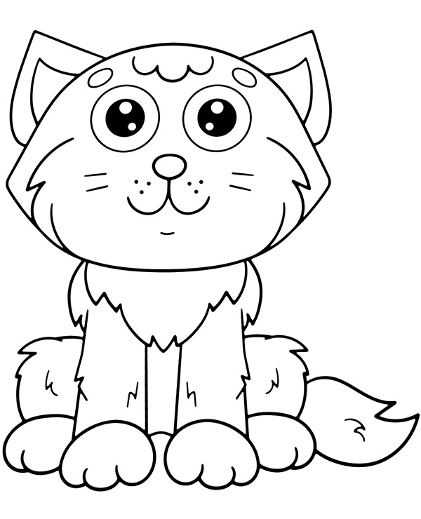 Easy coloring sheet kitten coloring page