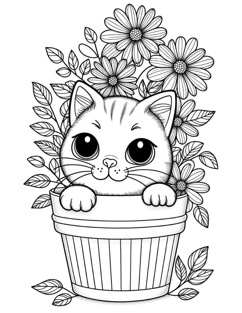 Free cat coloring pages for kids