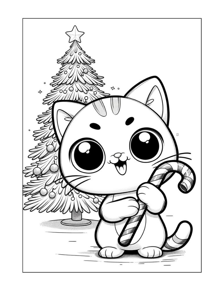 Free christmas cat coloring pages