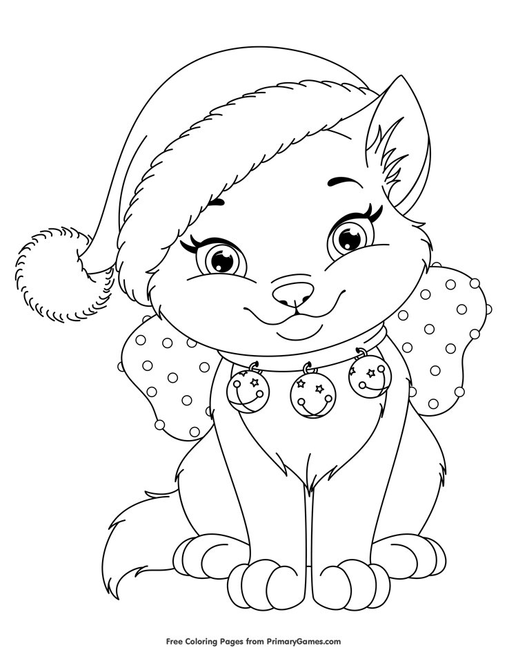 Christmas kitten coloring page â free printable ebook printable christmas coloring pages cat coloring book christmas present coloring pages