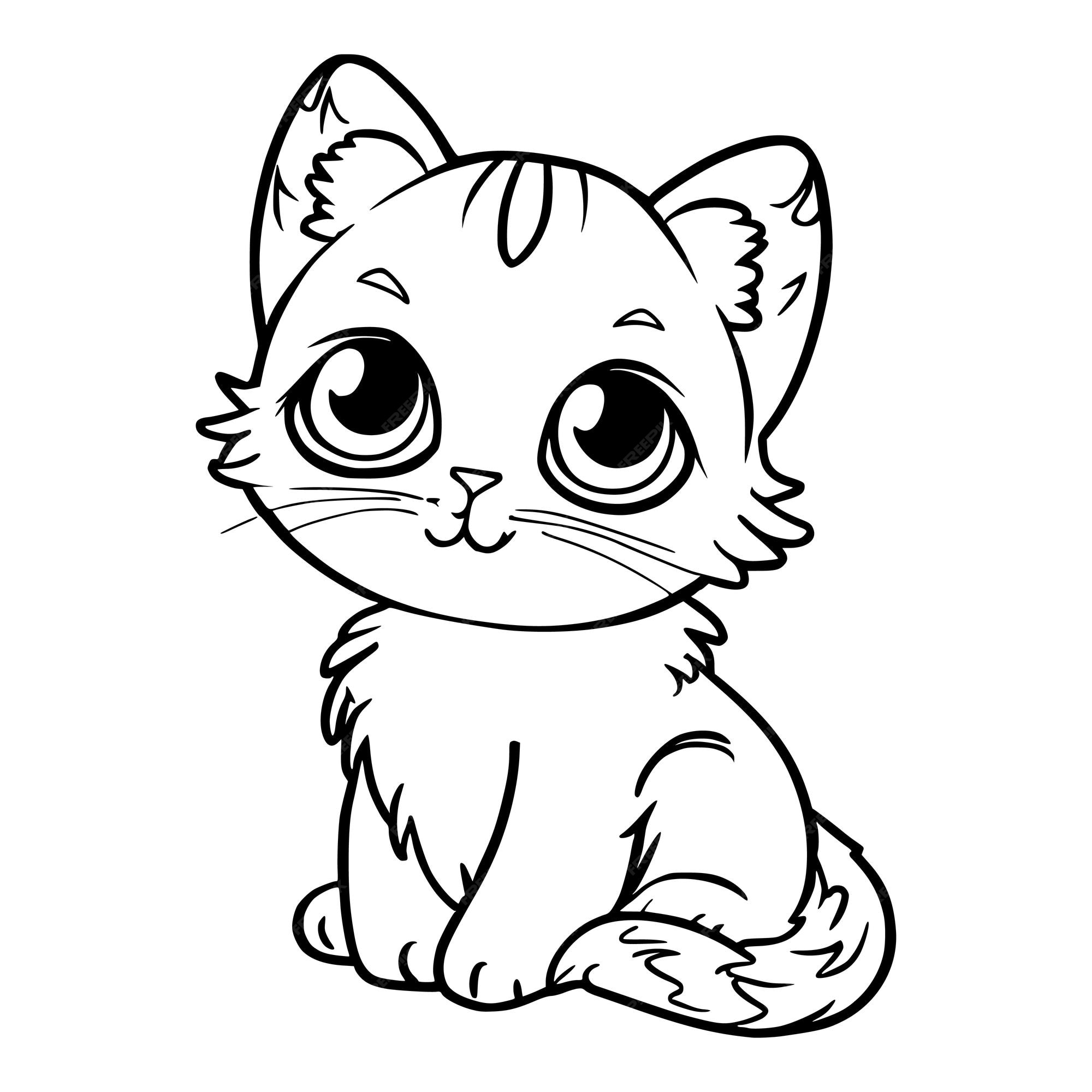 Premium vector cute kitten coloring pages for kids and toddlers